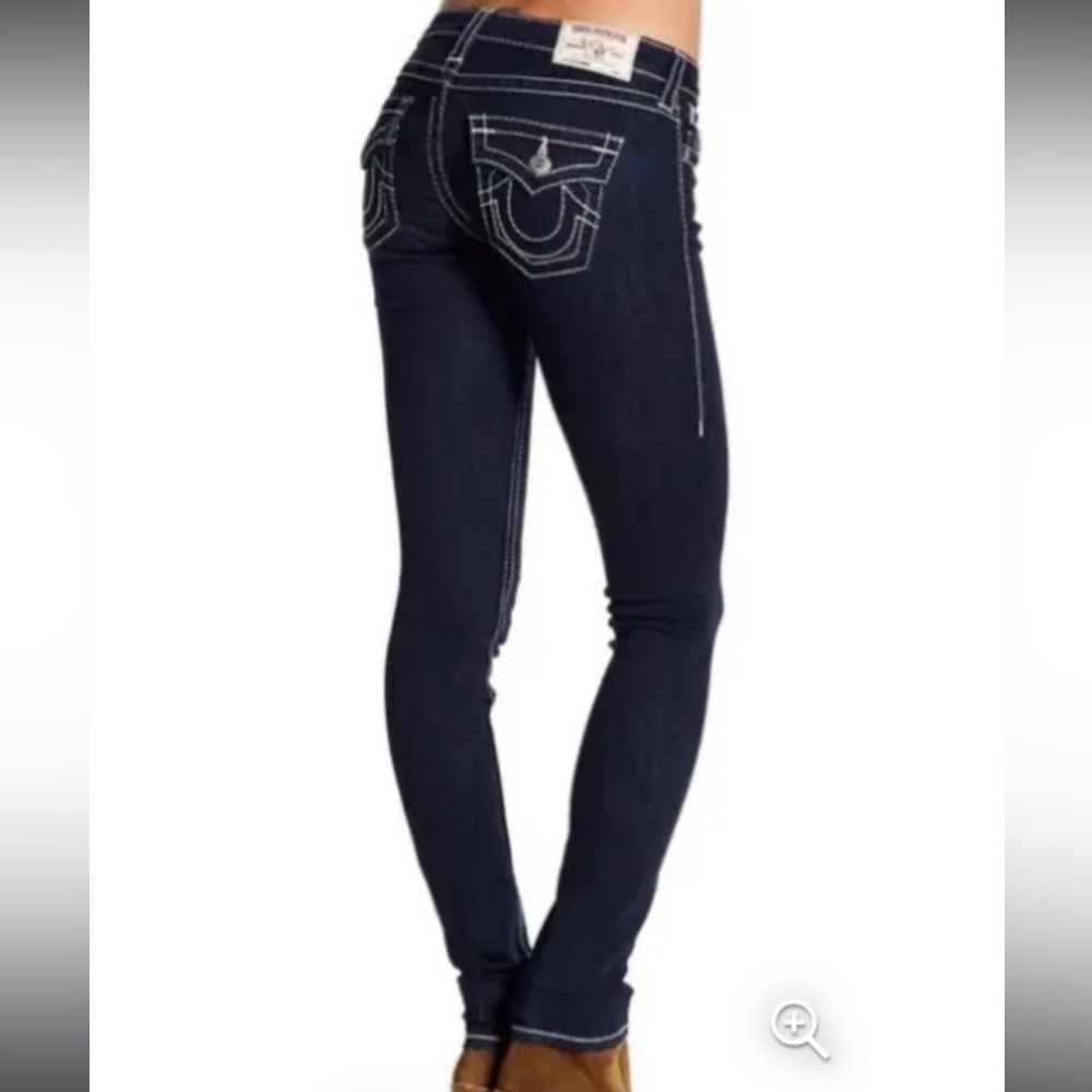 TRUE RELIGION STELLA SKINNY JEANS, SILVER METALLIC HORSESHOE NWT $199, SIZE 27🤍